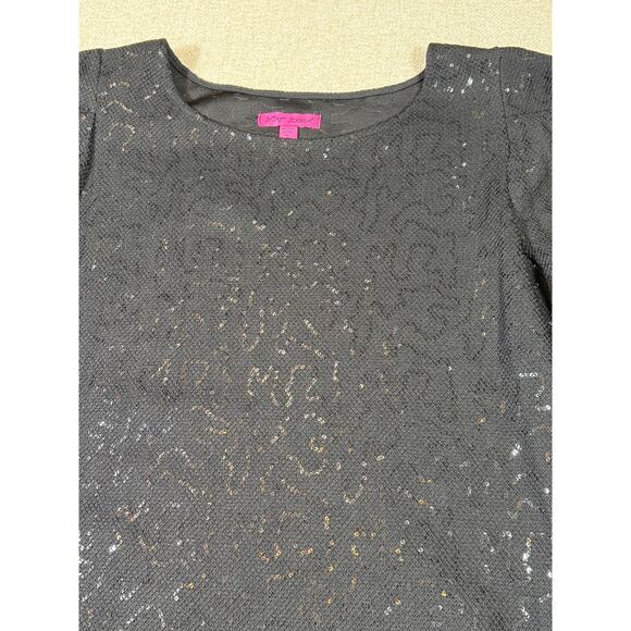 Betsey Johnson Women XL Black Sequin Long Sleeve Pullover Knee Length Dress Glam - Picture 7 of 7